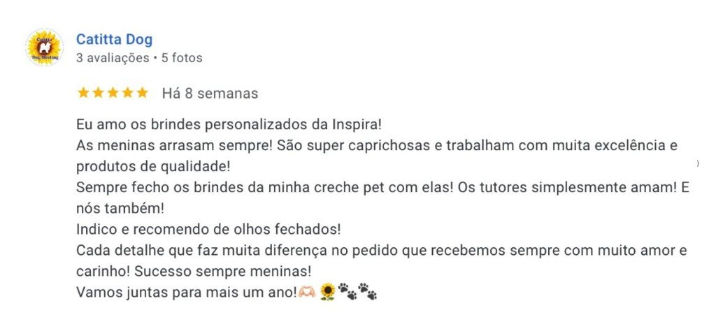Avaliação Google de Catitta Dog